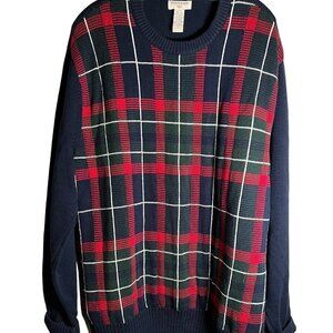 DOCKER'S Men's Cable Knit Plaid Sweater Size XL/XG